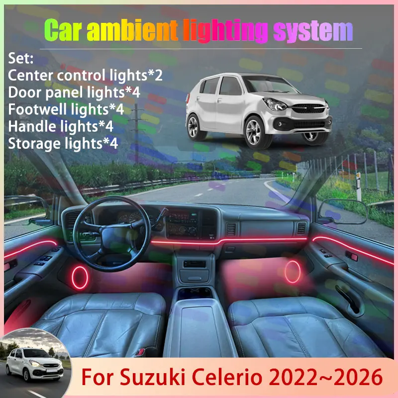 

Для Maruti Suzuki Celerio Toyota Vitz 2022 ~ 2026 2/18 в 1, автомобильная атмосферная лампа, RGB абажур, ансамбль, стример, атмосферный набор
