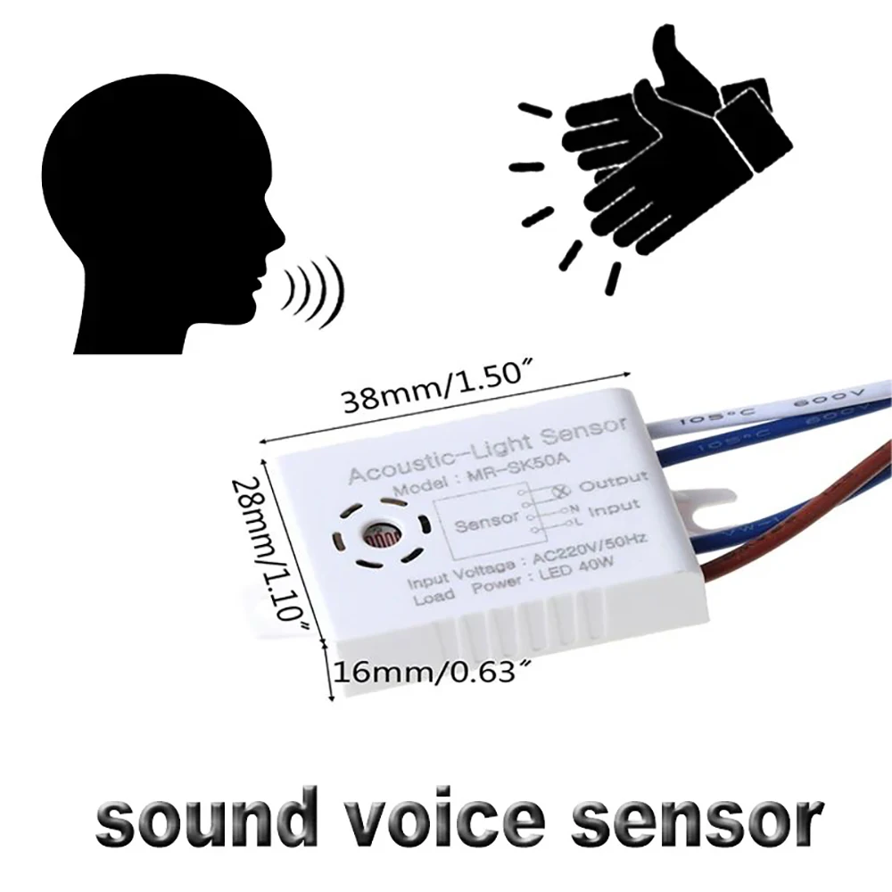 220V LED Sound Light Control Sensor Switch Indoor Auto On Off Module Accessories Automatic Voice Control Induction Detector
