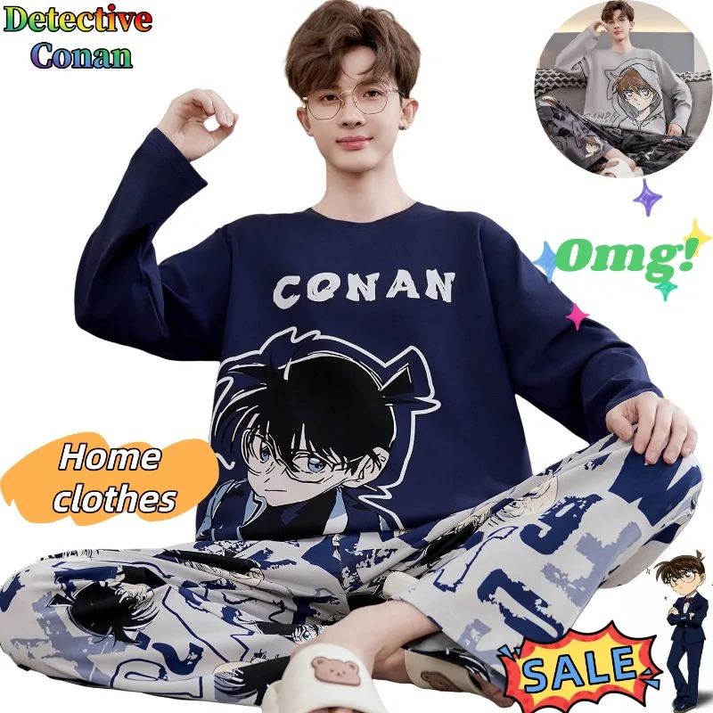 

Детектив Конан аниме периферийные мультяшные мужские весенне-осенние длинные брюки из чистого хлопка с длинными рукавами свободная домашняя одежда пижамы подарок