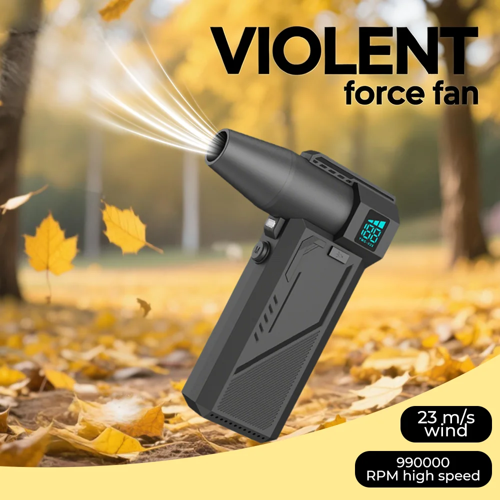 

New Wireless Jet Fan Brushless Motor Turbo Air Blower For Car Cleaning Tool With LED Light Digital Display Portable Fan 10000mAh