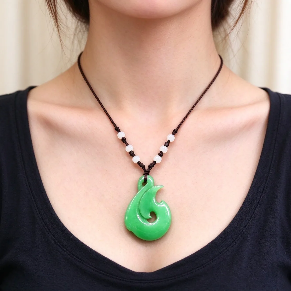 Natural Green Jadeite Flame Pendant Necklace Imperial Green Jade Lucky Amulet Sweater Chain Jewelry Daily Wear Healing Gifts view 6