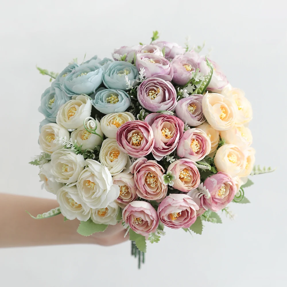 10Heads Rose Bouquet 30cm Artificial Flowers Living Room Room Decoration Party Bridal Wedding Decor DIY Christmas Handicrafts