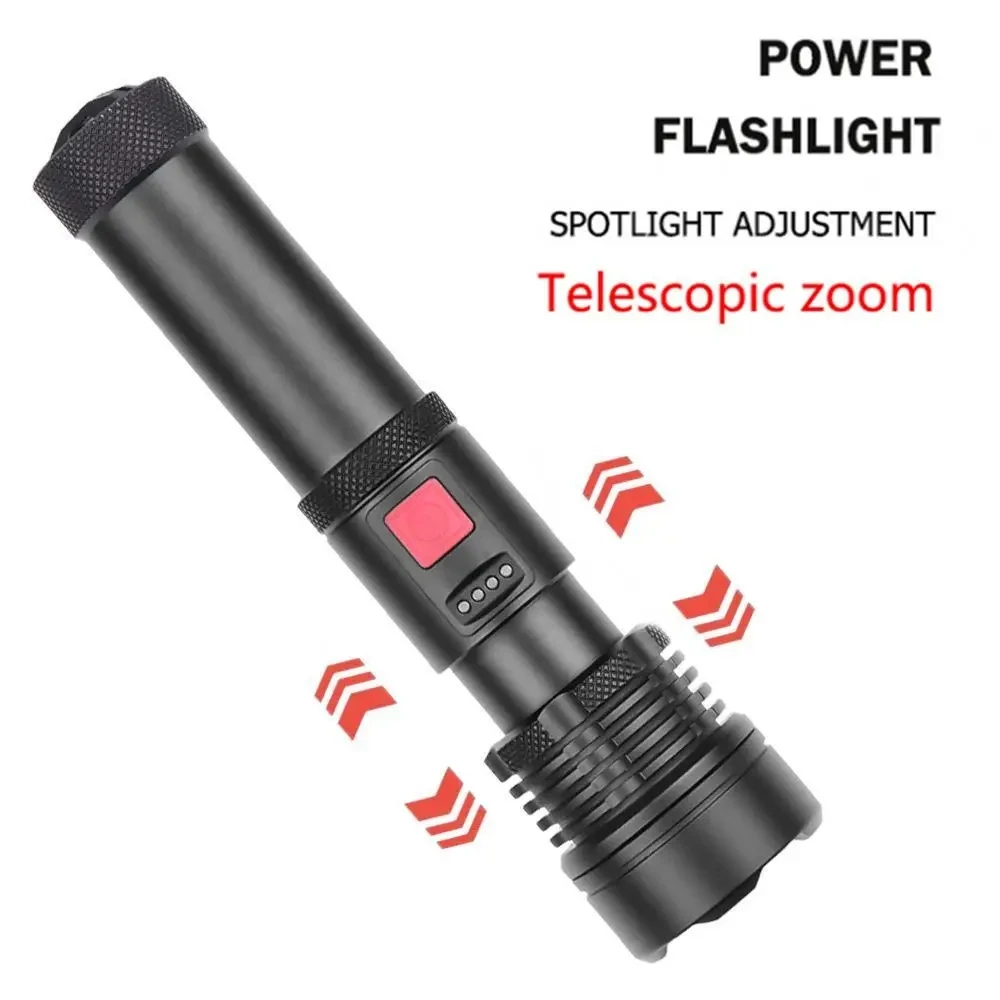 High power Zoom light beam bright Flashlight Usb Rechargeable Home Outdoor Hiking Travel Camping Hunting Fishing Powerful Torch