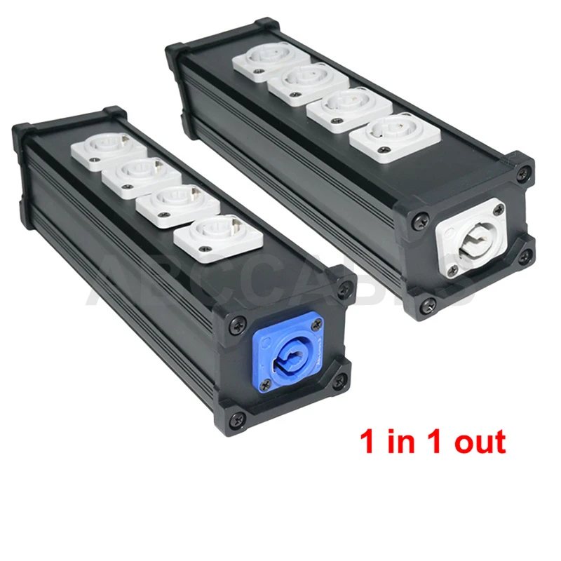 Stage Power Distributor Box 1 In 1 Out PowerCON Splitter 4 PowerCON Output Sockets Aluminum Power Box For Live Stage Lighting