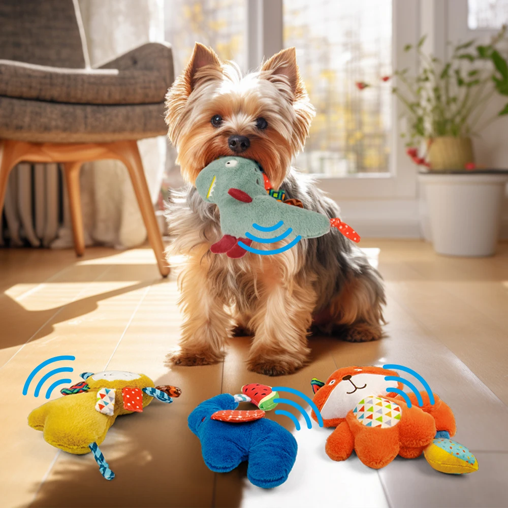 Quietschendes Plüsch-Hundespielzeug für Welpen, kleines gefülltes Welpen-Kauspielzeug, niedliche Tierserie als Geschenk für Hunde und Katzen