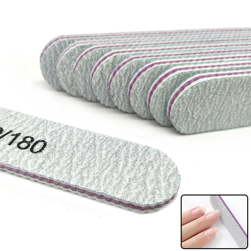 5Pcs Washable Nail File Purple Core Gray Sand Double Sided Polishing Tools Professional Sandpaper Nail Carentry Salon