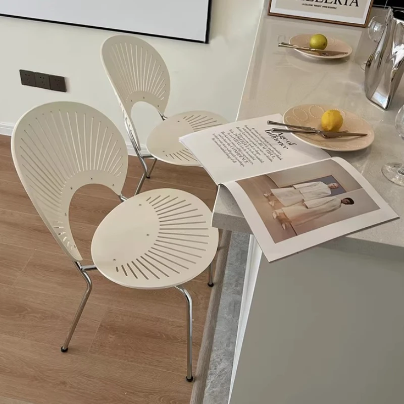 Scandinavian Wooden Shell Seat Kitchen Table Chairs for Dining Room White Stools with Backrest Office Lightweight Study Chairs