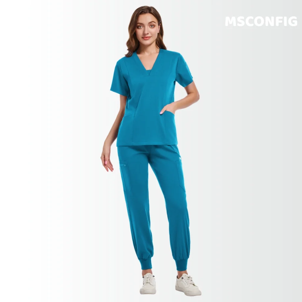 القمم الطبية بانت النساء الدعك الزي الرسمي مستشفى الأطباء فرك مجموعات الممرضات اكسسوارات عيادة الأسنان صالون تجميل ملابس العمل البدلة