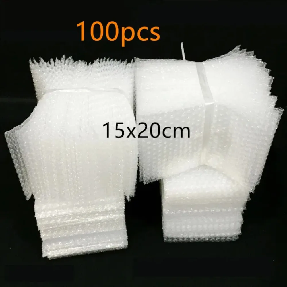 100pcs 15x20cm Plastic Wrap Envelope White Packing PE Clear Shockproof Packaging Bag Double Film Bubble Bag