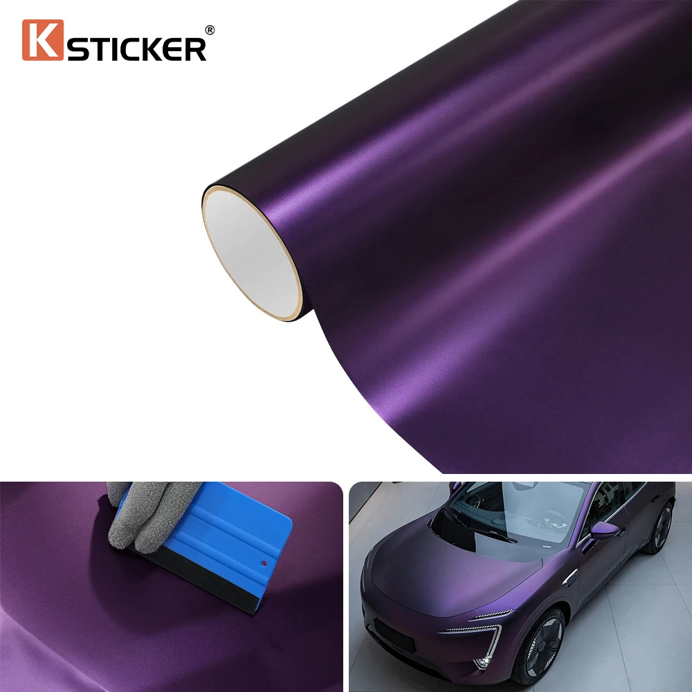 

Матовый металлик Pinot Noir фиолетовый цвет, меняющая автомобильная пленка, виниловая пленка, модифицированные наклейки для транспортных средств, аксессуары для тюнинга авто мотоциклов