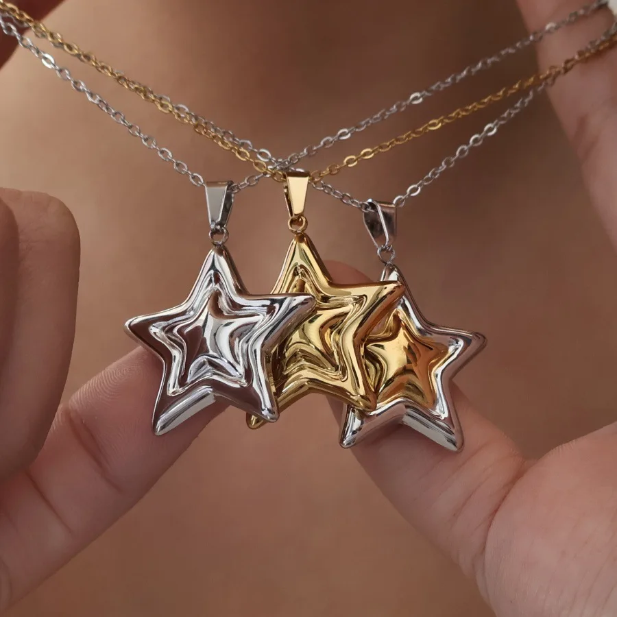 Stainless Steel Stars Pendant Charms Necklace Woman‘s Plated 18K Gold Necklaces Fashion Jewelry Accessories Party Gift