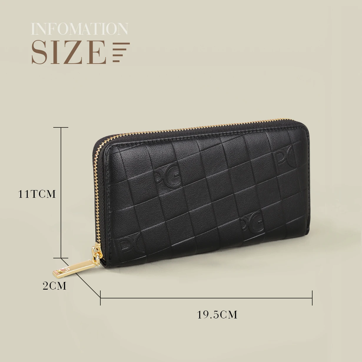 PG Women's Wallet Large Capacity Wallet Rectangular Card Holder Purse with Zipper for Party