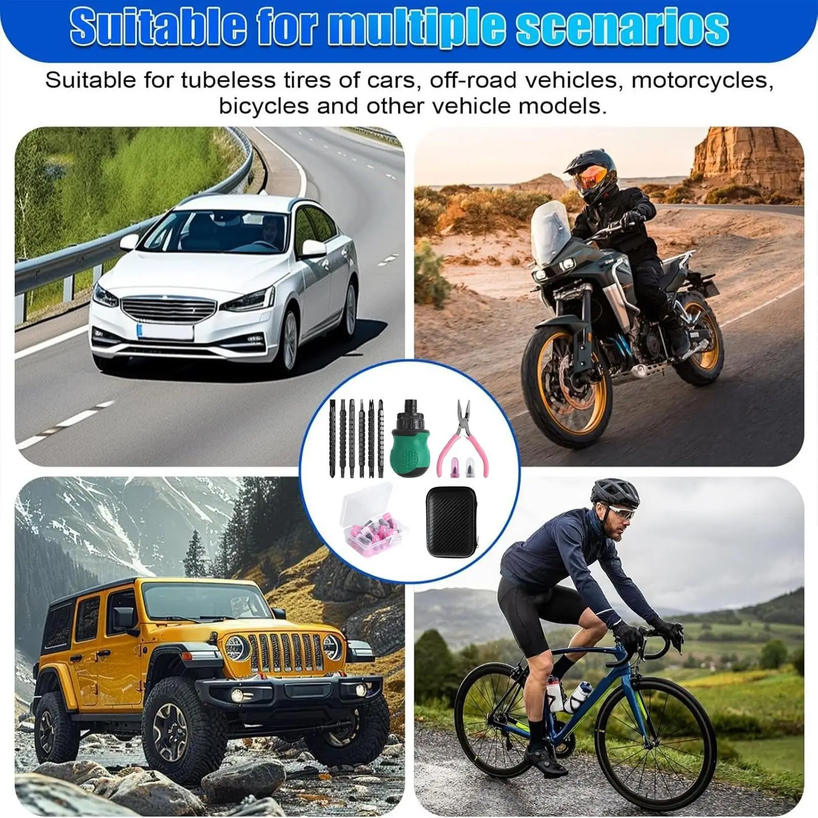 

Резиновые винты для ремонта шин, автомобильный комплект для ремонта шин с быстрым проколом для мотоцикла, путешествий на большие расстояния, транспортных средств на каждый день