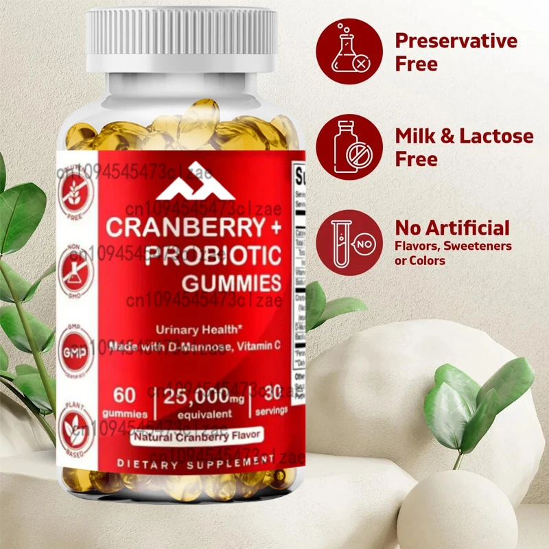 

Vitamin Vegetarian Cranberry Gummies, Probiotics, D-mannose, and 60 Capsules of Vitamin C for Healthy Urinary Tract Function