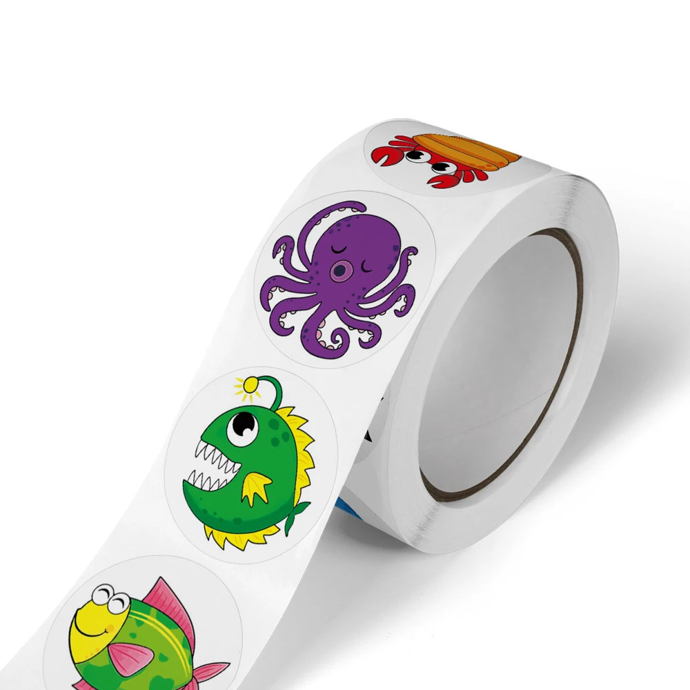 500pcs Cute Cartoon Marine Animals Sealing Stickers Kawaii Reward Decals Decoration Water Bottle Guitar Phone Sticker Wholesale