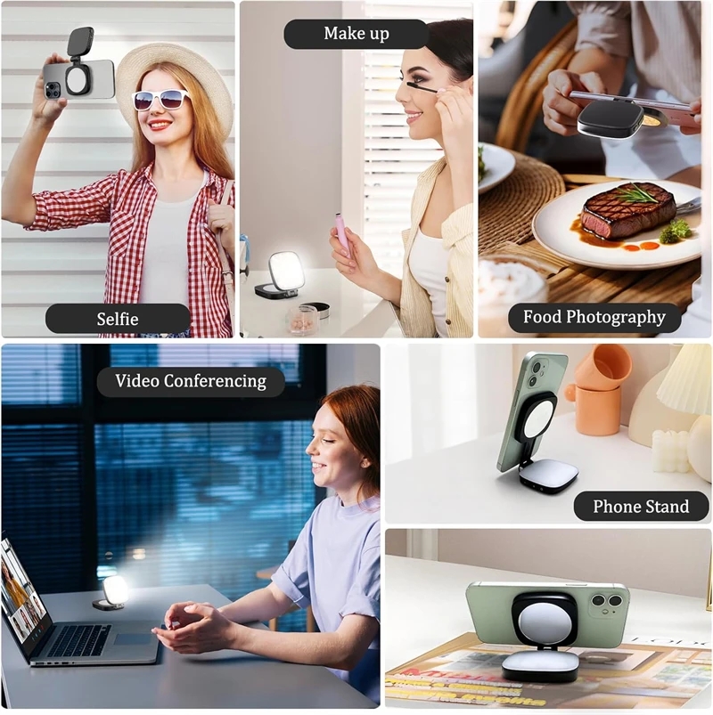 Foldable Magnetic Phone Selfie Light with Mirror for Magsafe IPhone 16 15 Fill Light Led Ringlight Video Photography Accessories