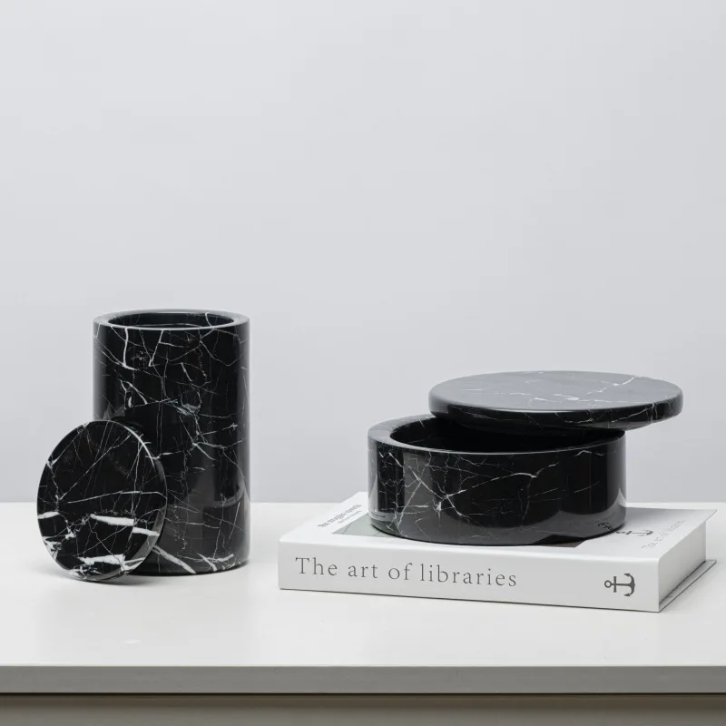 Modern Nordic Creative Natural Marble Storage Jar Decorative Soft Furnishing Desktop Jewelry Box Storage