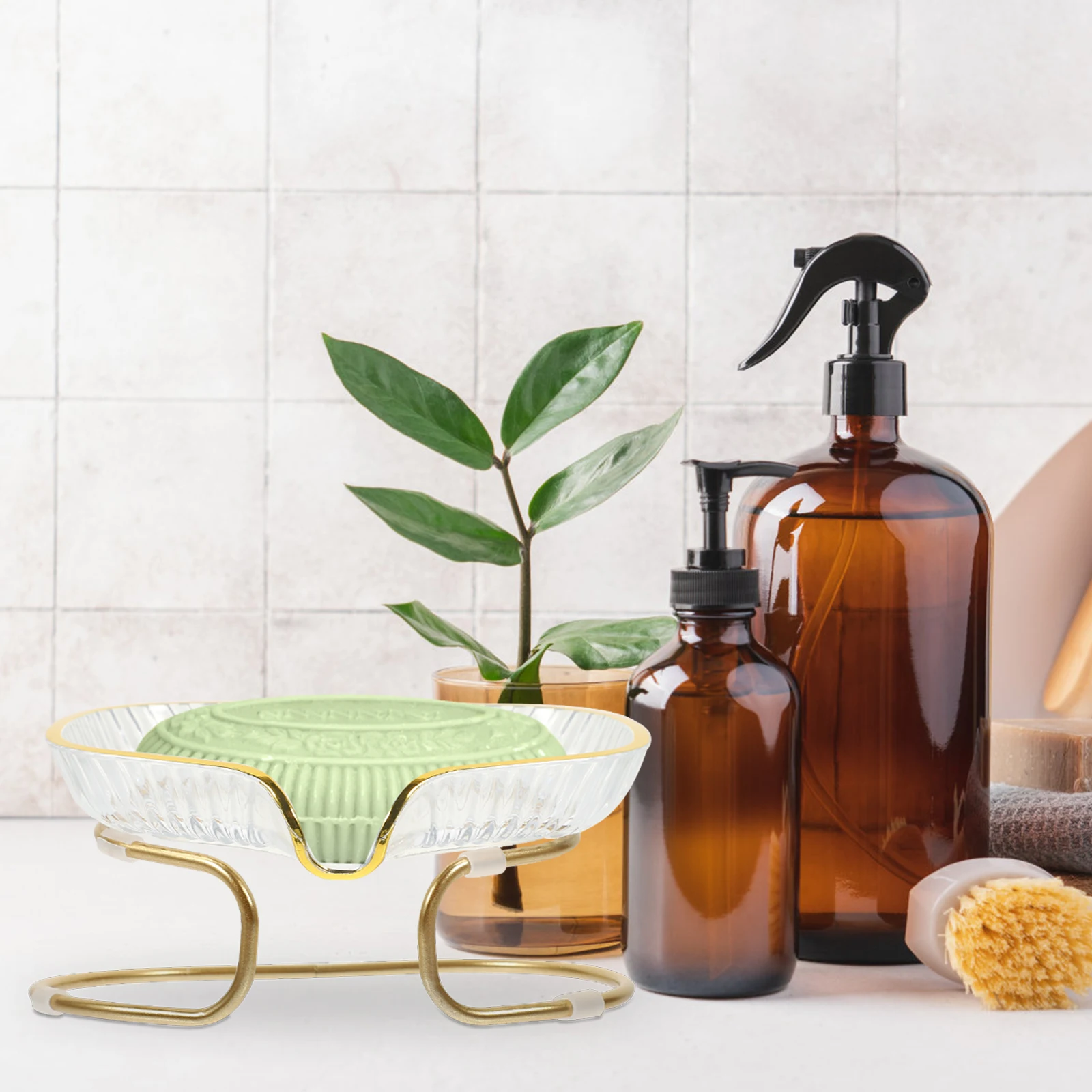 

Soap Storage Rack Holder Bathroom Tray Shower Light Luxury Adhesive Iron Plastic Dish Travel Self Draining