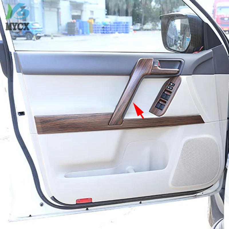 4pcs Pine Wood Grain Car ABS Interior Door Handle Trim For Toyota Land Cruiser Prado FJ150 150 2010-2018 Year Accessories