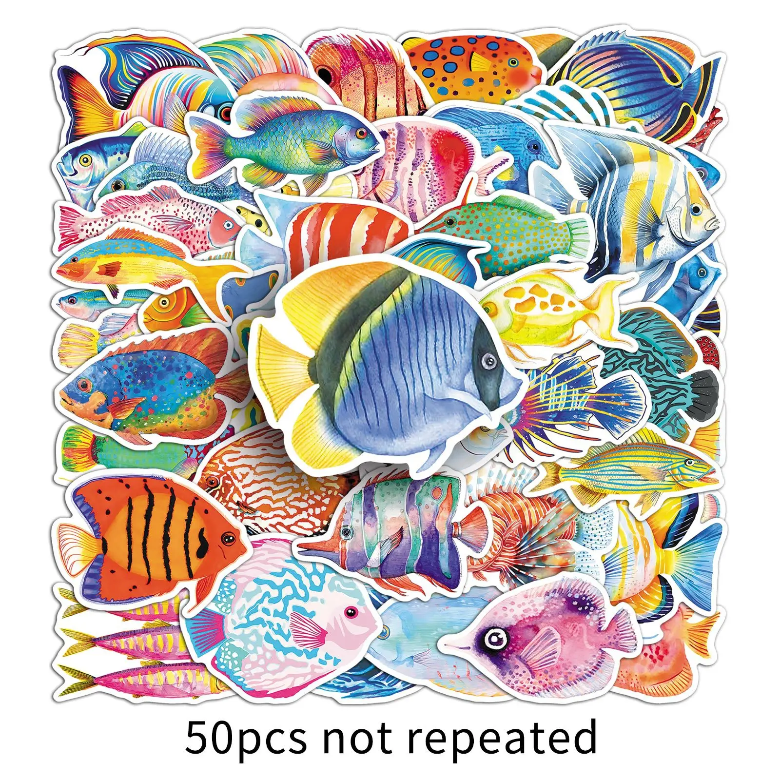 

50PCS Cartoon Fish Graffiti Sticker Waterproof Decal Toy Creative Decoration Skateboard Motorcycle Helmet Suitcase Diary