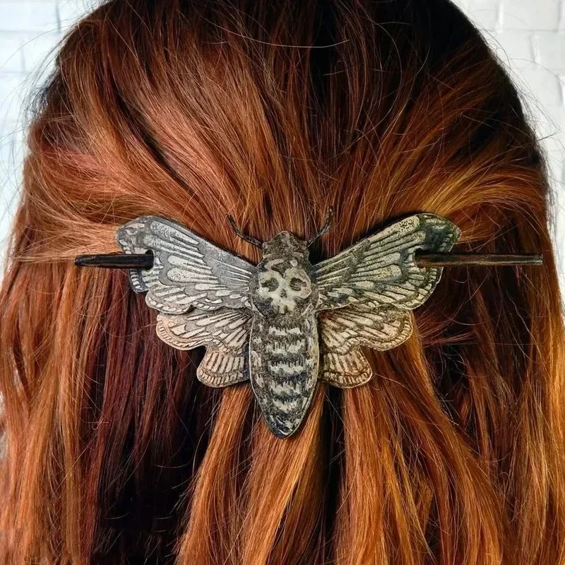 Women Fashion Retro Punk Skull Butterfly Hair Clips Dark Halloween Party Role-playing and Personalized Styling Accessories Tools