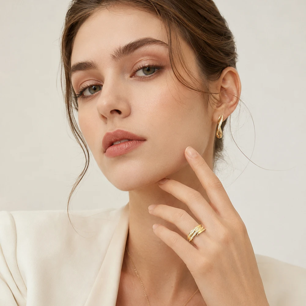 Ring Leaves Europe Style Fine Jewerly For Women Brand New Trendy Gift In Pure 925 Sterling Silver