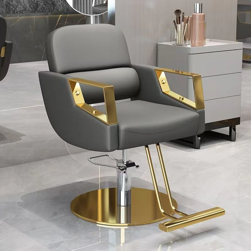 2026 Newset Modern Hair Salon Furniture Customized Unique Leather Gold Cheap Red Salon Barber Chair