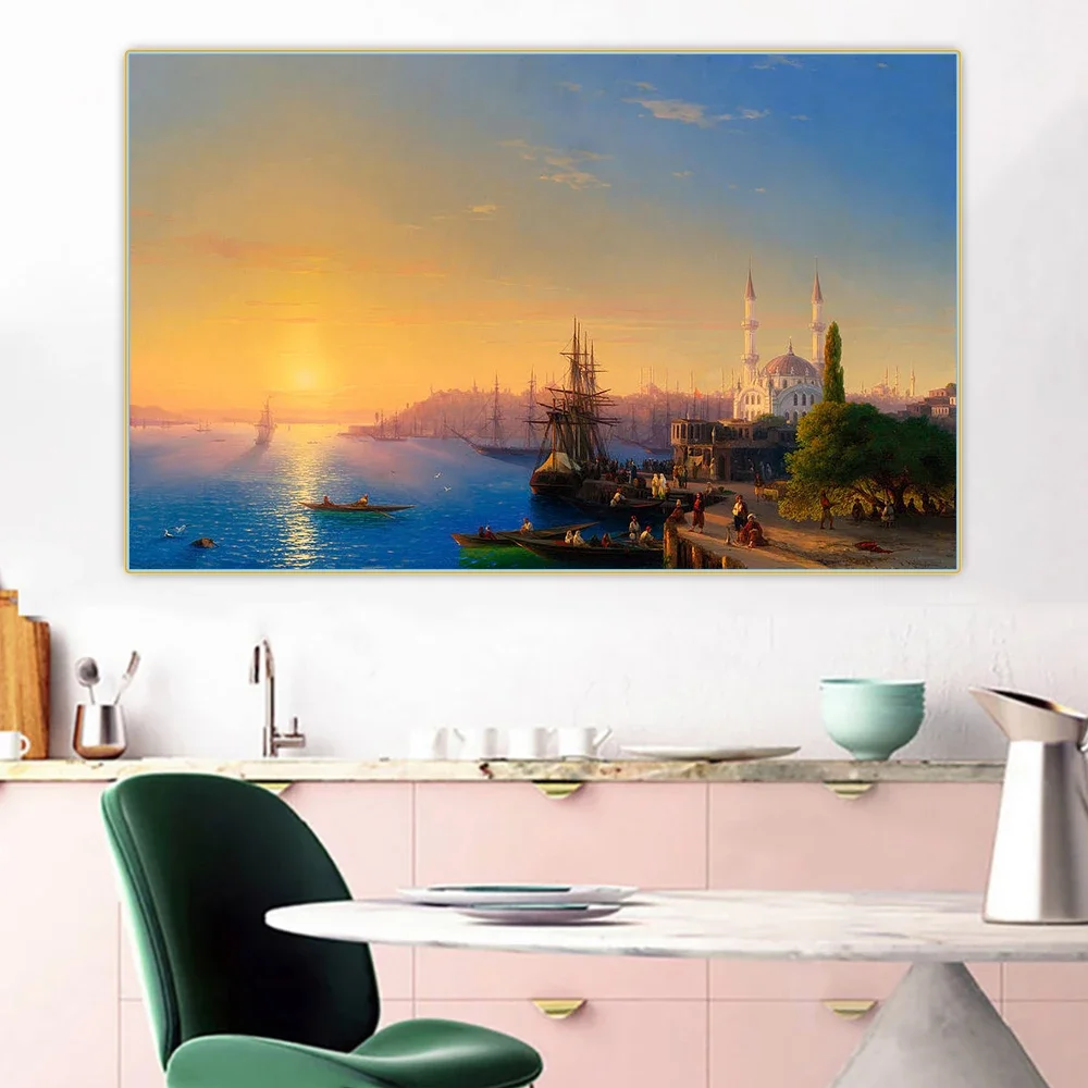 سيتون إيفان ايفازوفسكي 《عرض القسطنطينية والبوسفور》 لوحة زيتية فنية من القماش صورة ديكور جدران حديث ديكور منزلي