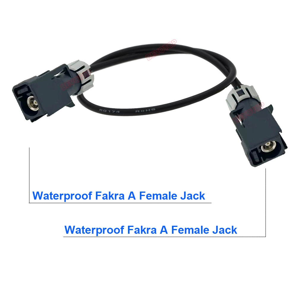 BEVOTOP New Waterproof Fakra A Female to Female Jack Connector with Fixing Position RG174 Cable 50 Ohm RF Coaxial Pigtail Jumper