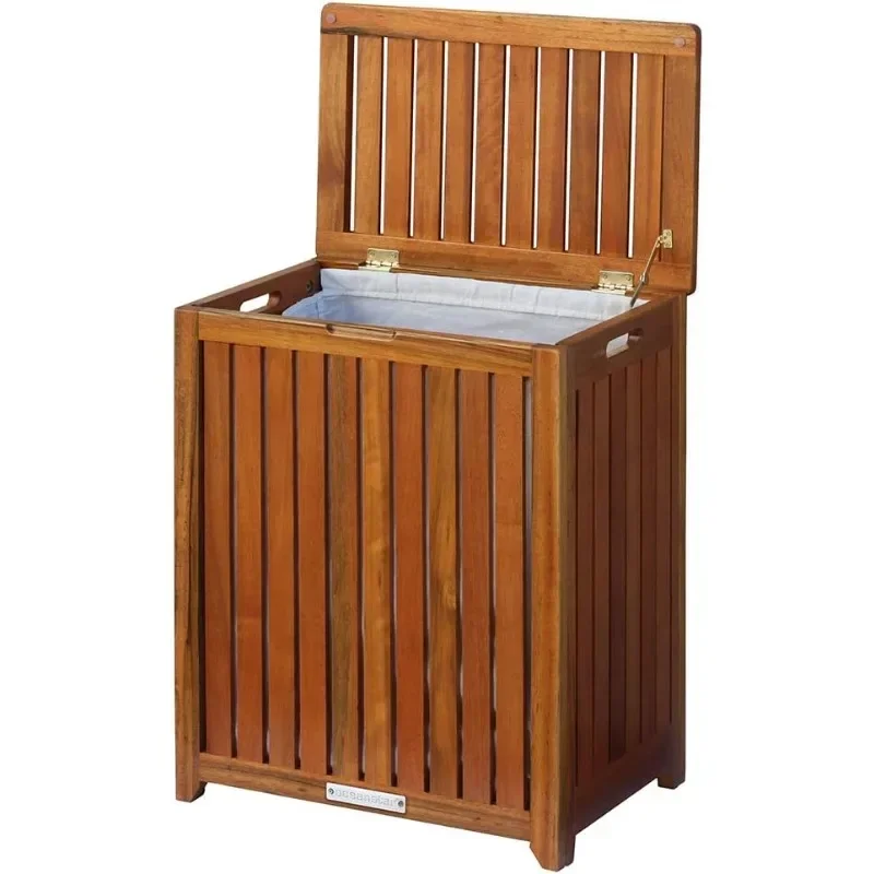 Solid Wood Spa Laundry Hamper 24.75 in high x 20 in wide x 13.25 in deep, Brown