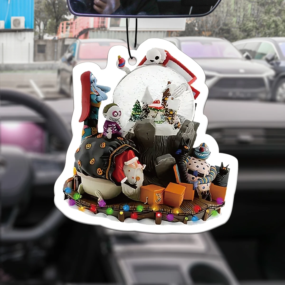 Nightmare Before Christmas Snow Globe Hanging Car Air Freshener, Plant‑Derived Fragrance No Alcohol Long‑Lasting 60‑90 Days Heat