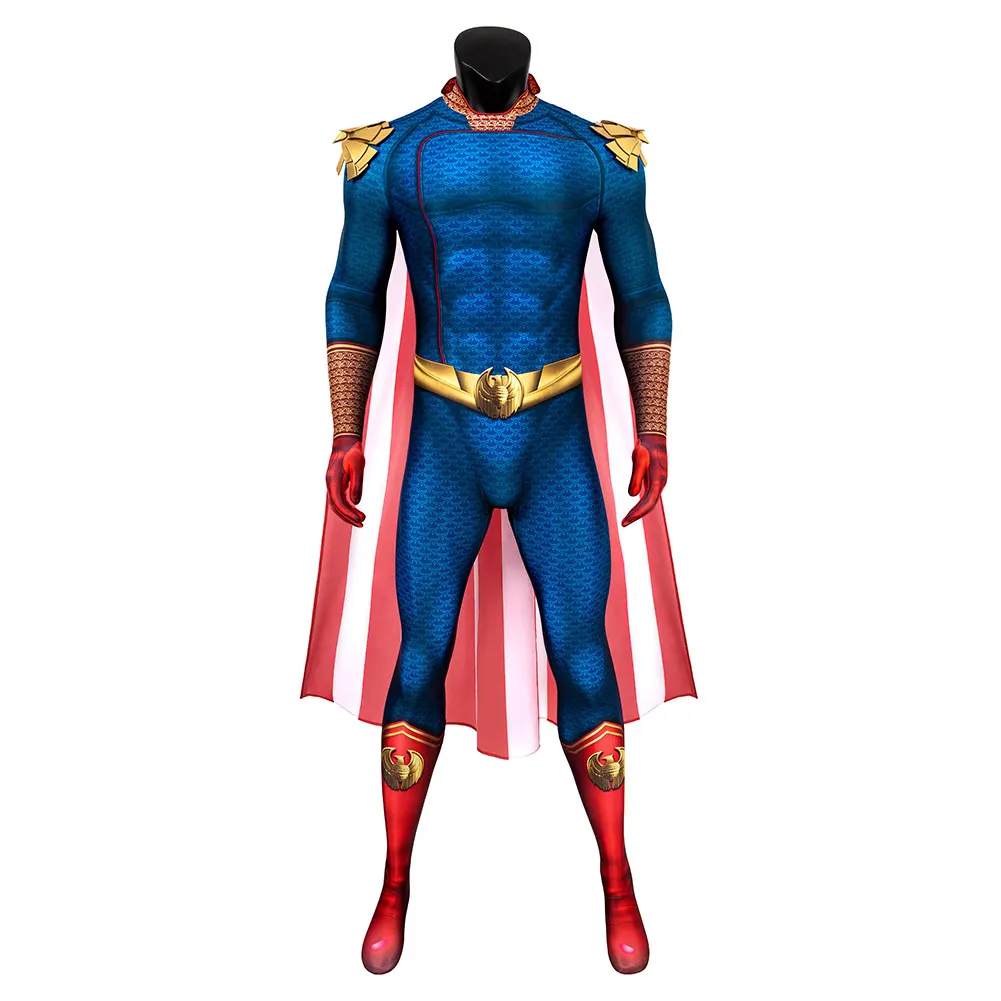 Homelander Cosplay Costume Boys Disguise Adult Men Fantasia Jumpsuit Cloak Roleplay Outfits Halloween Carnival Party Suit