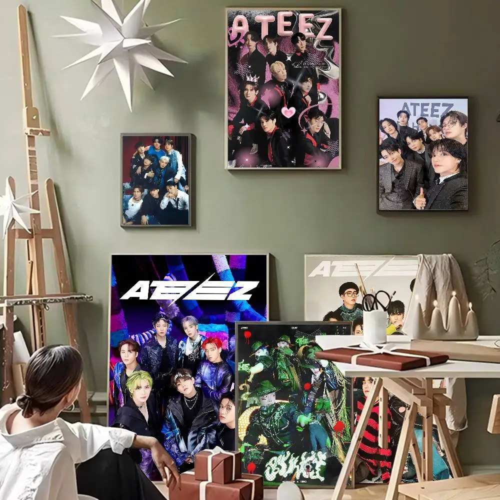 Kpop Group A-Ateez Classic Vintage Posters Whitepaper Prints Posters Artwork Kawaii Room Decor