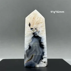 Natural Stone Black Agate Geode Obelisk Wand Healing Aura Meditation Spiritual Energy Feng Shui Altar Home Decoration Ornaments