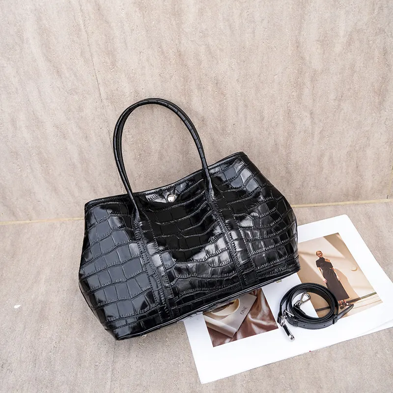 Bolso de mano Aidrani para mujer con estampado de piel de cocodrilo, bolso de cuero de vaca genuino con asa superior, bolso de diseño para llevar al hombro, ideal para el trabajo, la oficina, fiestas y el uso diario.