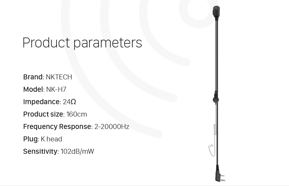 NKTECH NK-H7 Earpiece Headset Air Tube For HYT WOUXUN PUXING TYT KENWOOD BaoFeng UV-5R DM-5R UV-5X GT-3TP GT-5TP UV-82 UV-82HP
