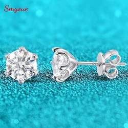 Smyoue-pendientes de moissanita para mujer, aretes de oro blanco, Plata de Ley 0,2, Diamante brillante de laboratorio, certificado, 925-2ct, Color D