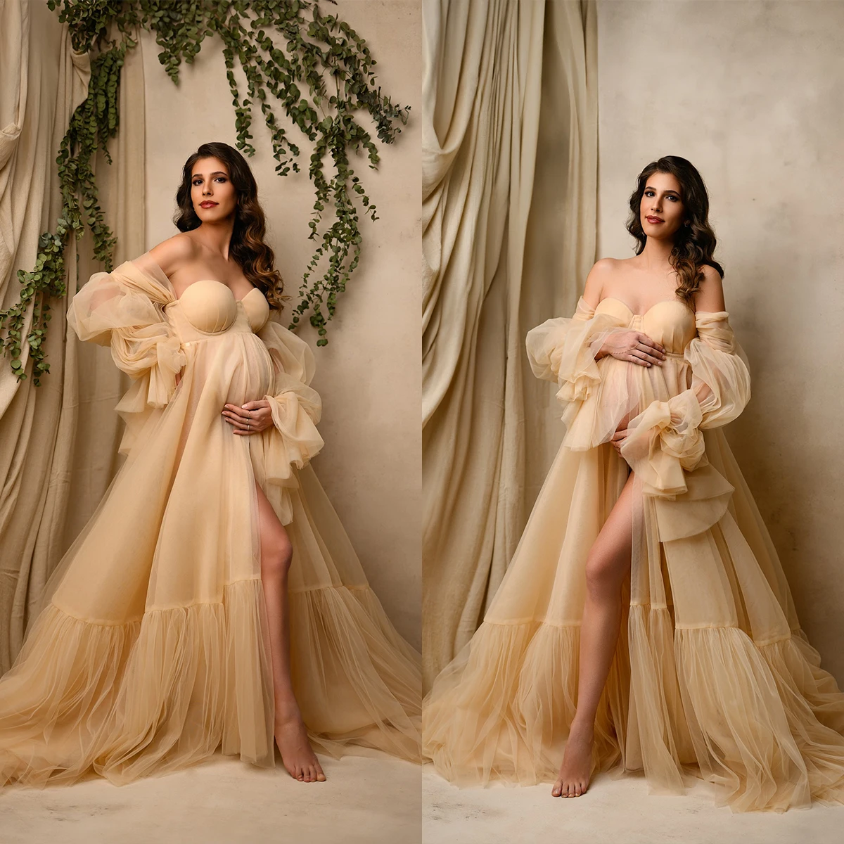 

Уникальные пышные платья для выпускного вечера для фотосессии или детского душа, индивидуальный сексуальный милый халат с высоким разрезом для беременных, платье для фотосессии