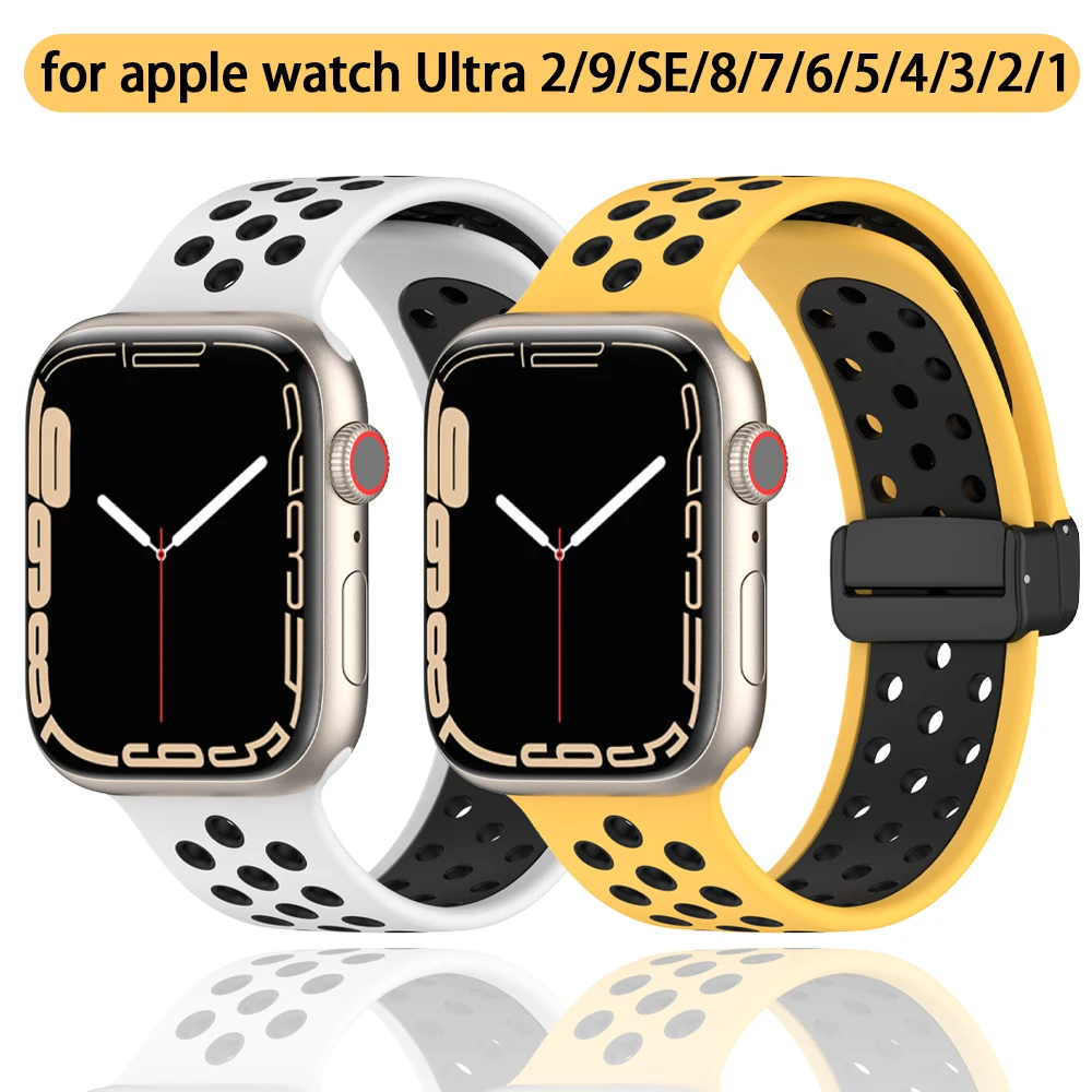 Silicone Strap For Apple Watch band 45mm 44mm 40mm 41mm 38mm 42mm 49mm Magnetic bracelet iWatch Series 9 SE Ultra 2 8 7 6 5 4 3