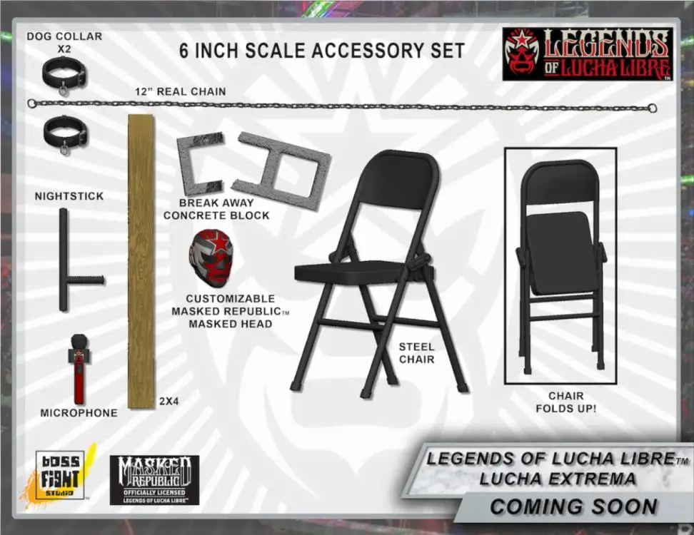 BFS 1/12 Wrestler Legend Luka Libre La Muerte Action Figure Tables Chairs Accessories Set for Fans Collection