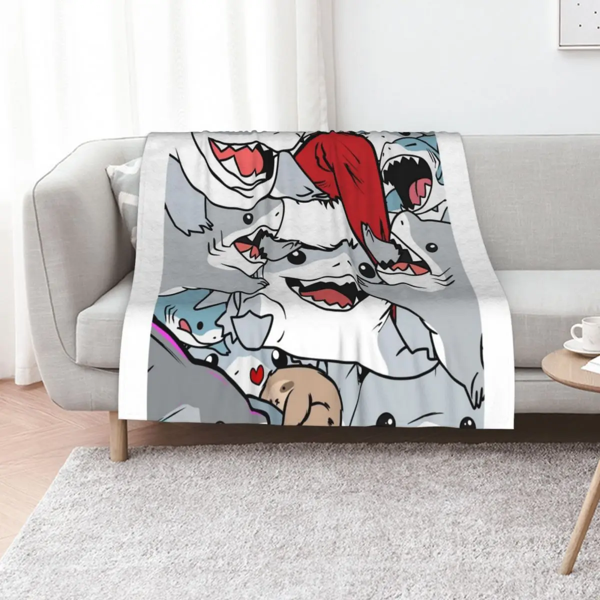 

Jeff The Landshark (Collection) Throw Blanket bed plaid Personalized Gift Soft Plush Plaid Soft Plaid Blankets