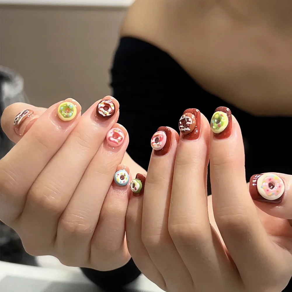 50pcs 3D Doughnuts, Ice Cream Nail Art Decorations Kits Kawaii Dessert Doughnut Design Nail Art Parts DIY Sweet Manicure Charms
