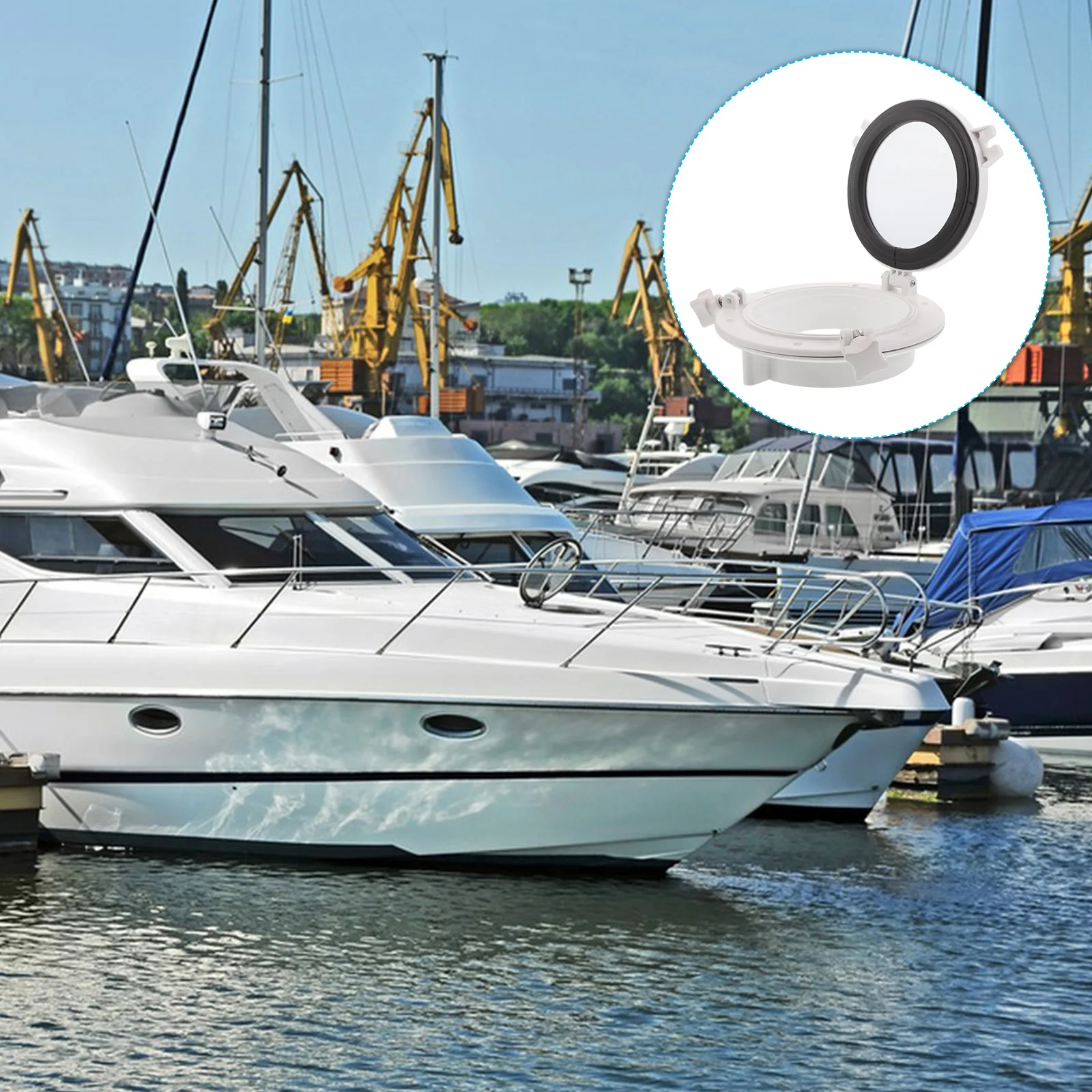 

Round Marine Window Hatch 8.45 Inch Stainless Steel Frame High Visibility Glass for Yacht Rv Boat Porthole Replacement Access