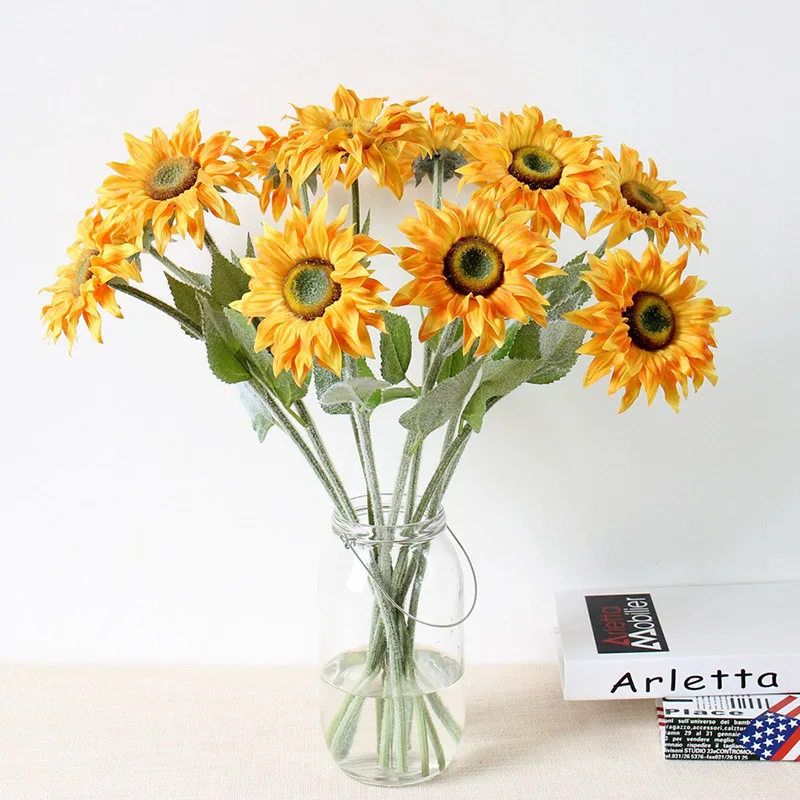 Artificial Sunflower  Sunflower Fake Flower Heads Wedding Bouquet Decoration Arrangement Party Home Decor plants