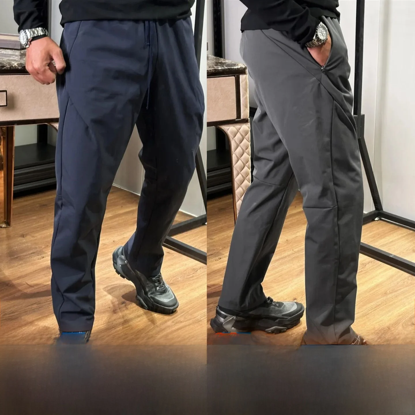 Run Series Men's Outdoor Casual Pants Thin Fleece Breathable Hole Comfortable Commuting Soft  Straight Leg Autumn Winter