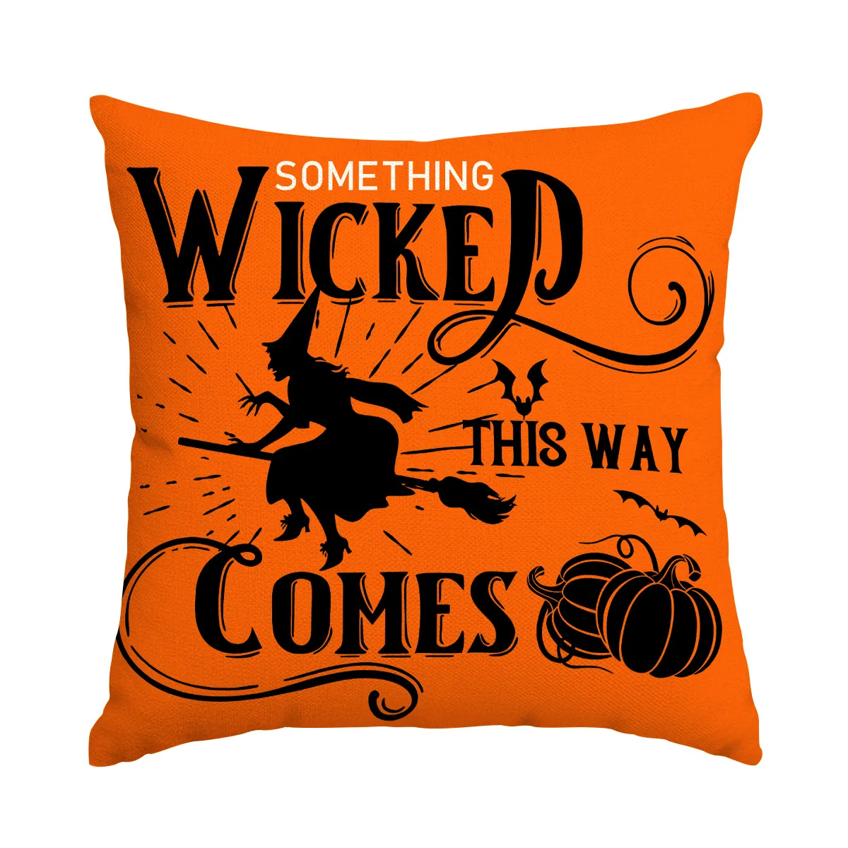 

Halloween Pillow Case Happy Halloween Linen Sofa Bed Throw Cushion Cover Decoration (18" x 18"), Orange and Black Pillow Cover,