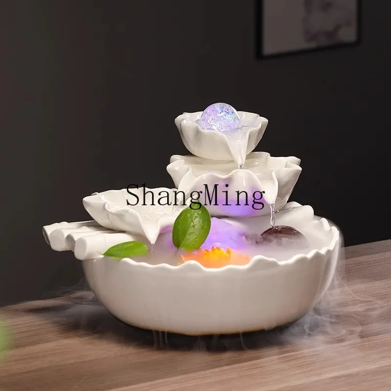 DSA ceramic feng shui wheel, flowing water fountain ornament, circulating desk decoration, living room desktop lucky feng shui