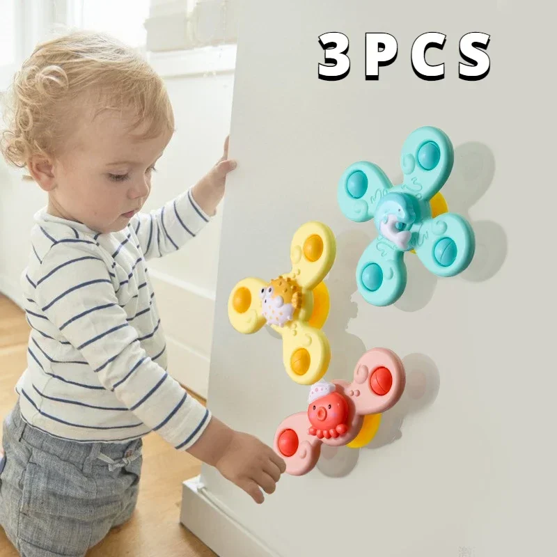 3 Pieces/Set Of Baby Shower Toys Fun Shower Suction Cups Rotating Suction Cups Cartoon Children\'s Education Toys Boy Gift