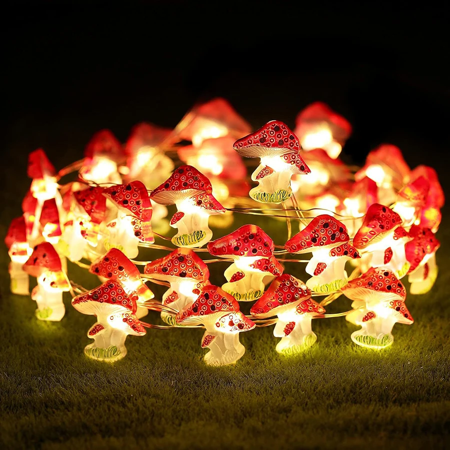LED mushroom light, copper wire light string, micro landscape atmosphere decorative light, Easter small colorful light strip