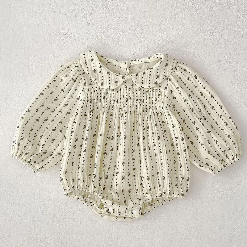 2025 New Spring Newborn Baby Girl Jumpsuit Long Sleeved Cotton Print Infant Baby Girl Bodysuits 0-24M Children Clothes